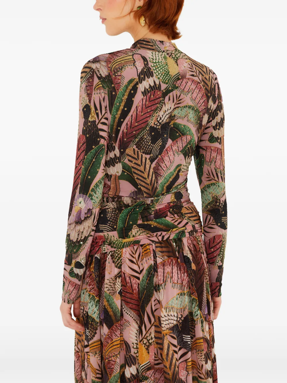 FARM Rio Artisanal Birds blouse met ruches Roze