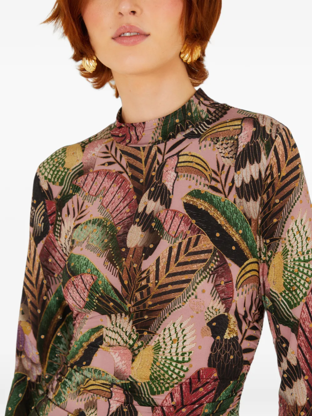 FARM Rio Artisanal Birds blouse met ruches Roze