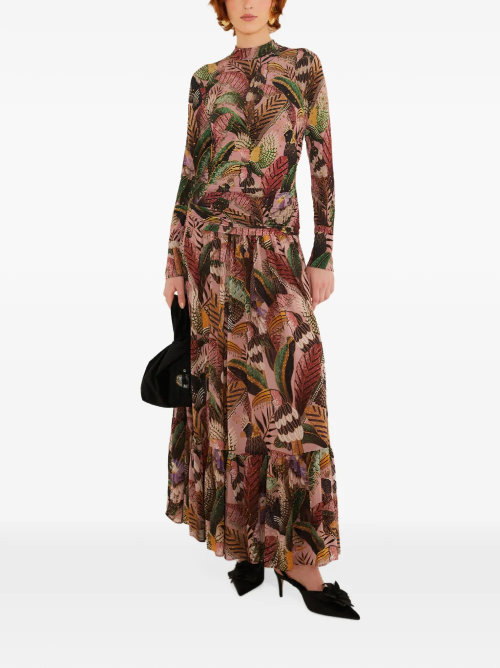 FARM Rio Artisanal Birds maxi-rok Roze