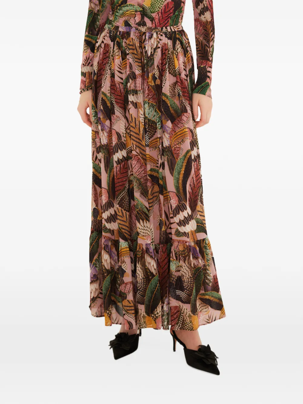FARM Rio Artisanal Birds maxi skirt - Rose FARM Rio Artisanal Birds maxi skirt - Rose