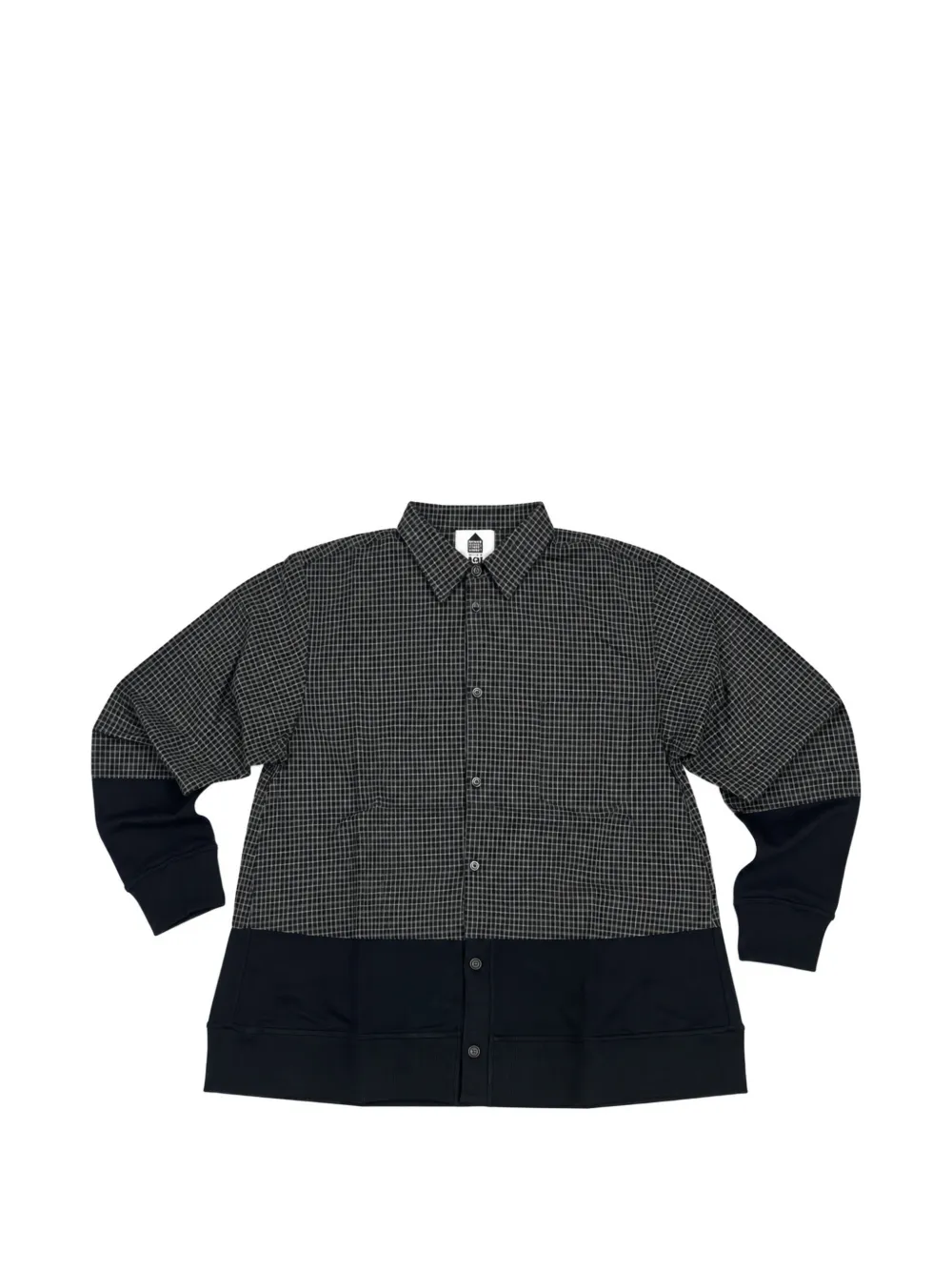 Dover Street Market grid-pattern panelled shirt Zwart
