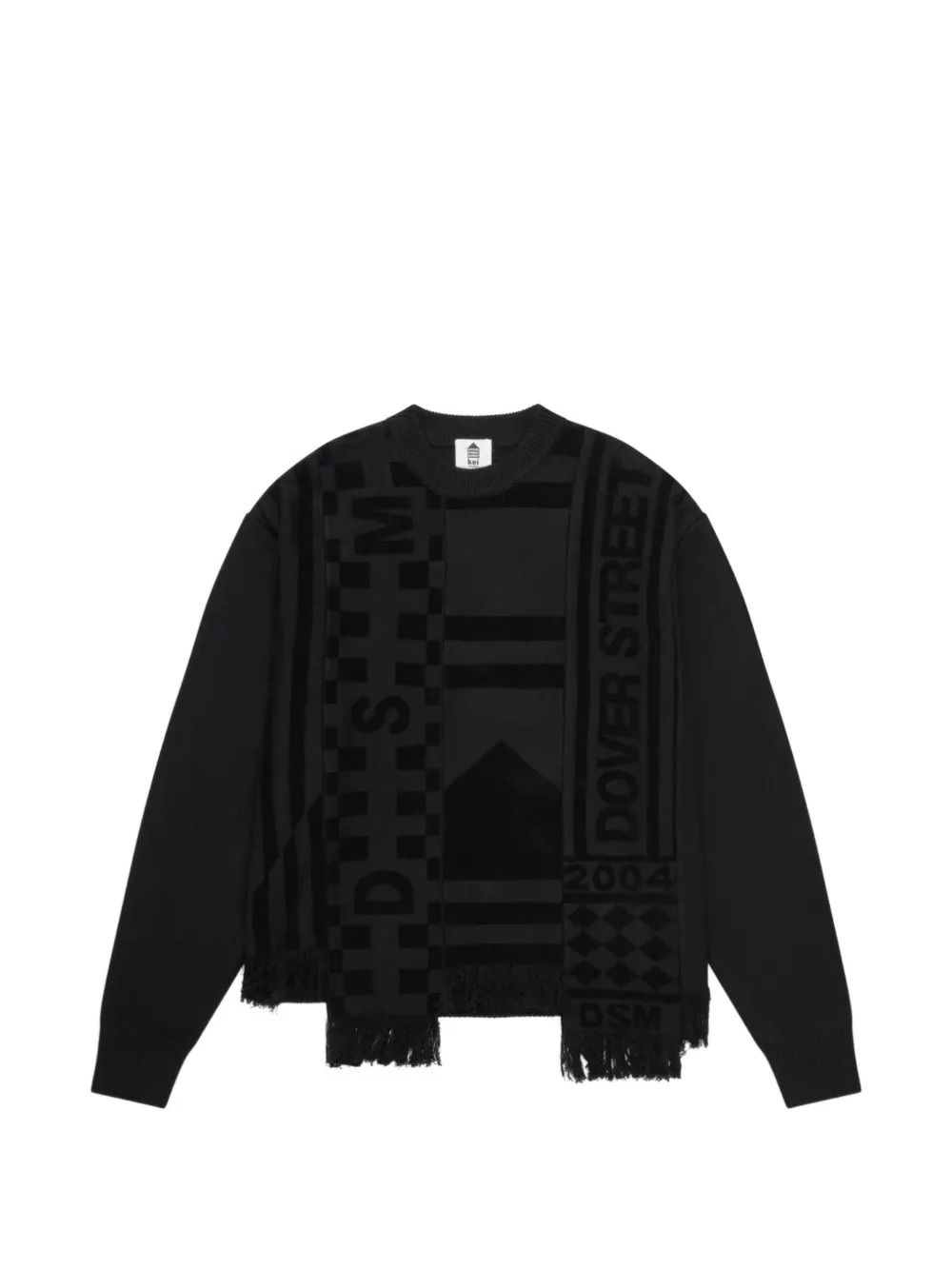 Dover Street Market fringe-trim intarsia-knit sweater Zwart