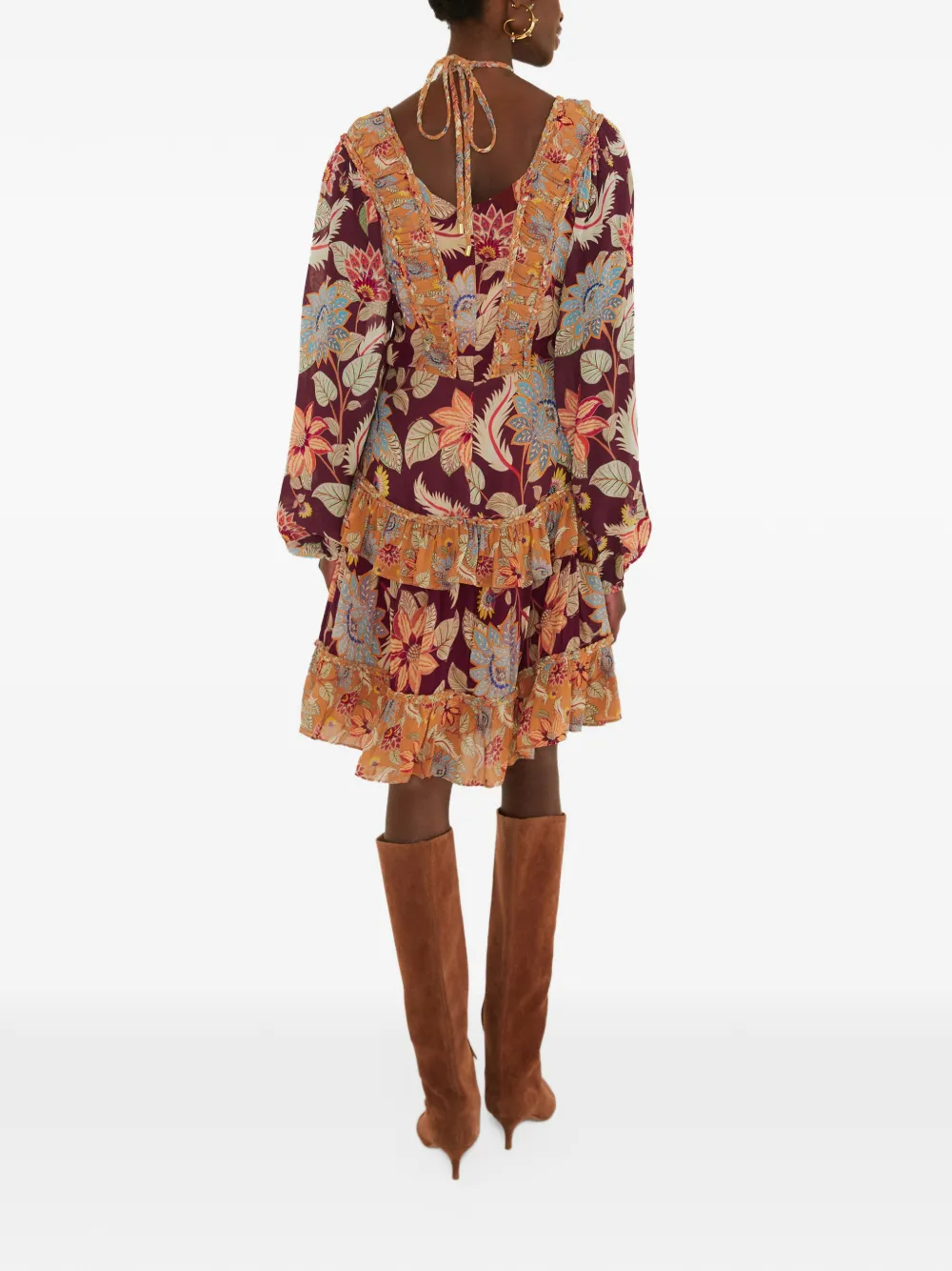 FARM Rio Delhi floral mixed mini dress Paars