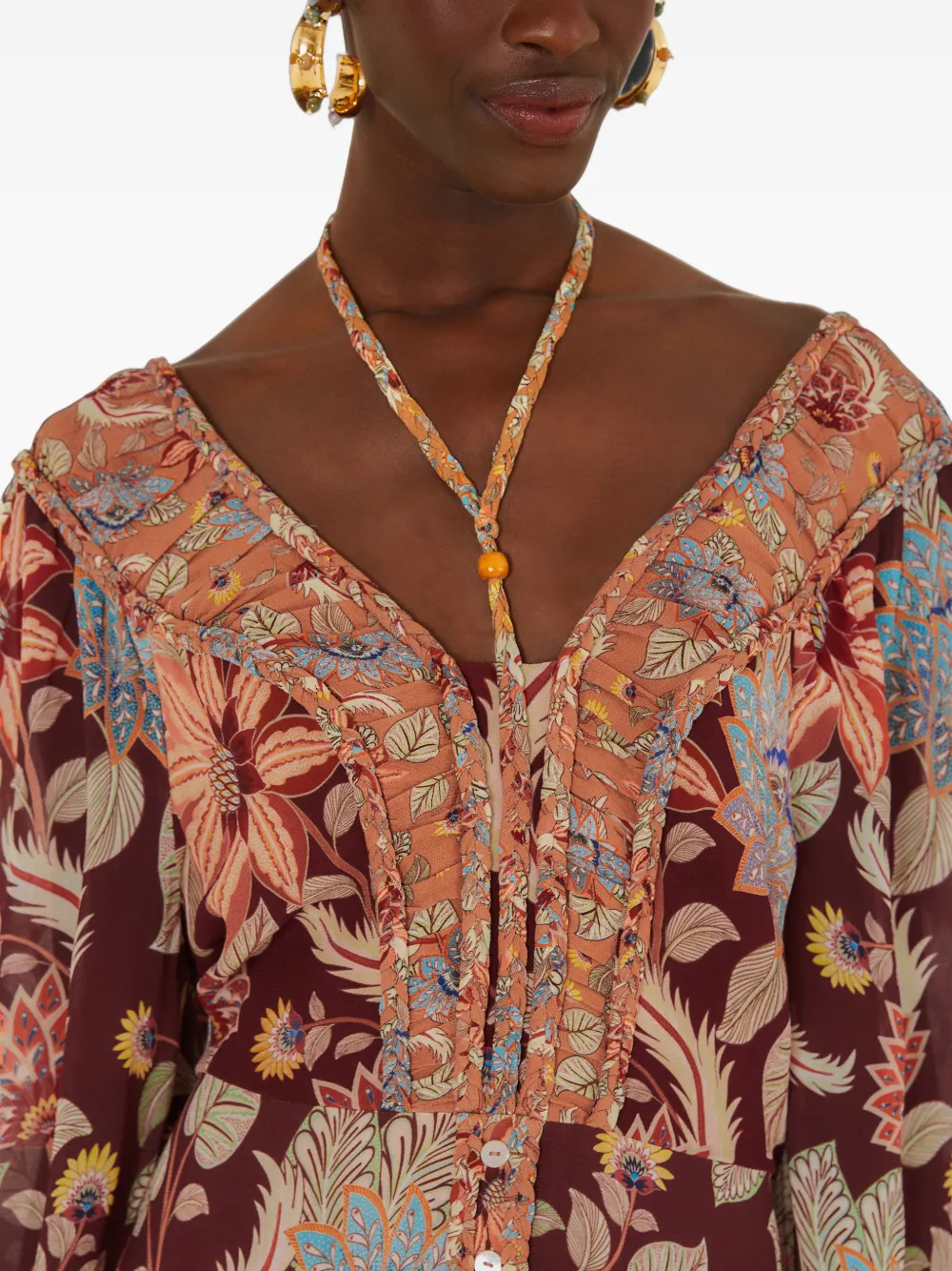 FARM Rio Delhi floral mixed mini dress Paars