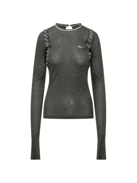 MSGM ruffled long-sleeve knitted T-shirt