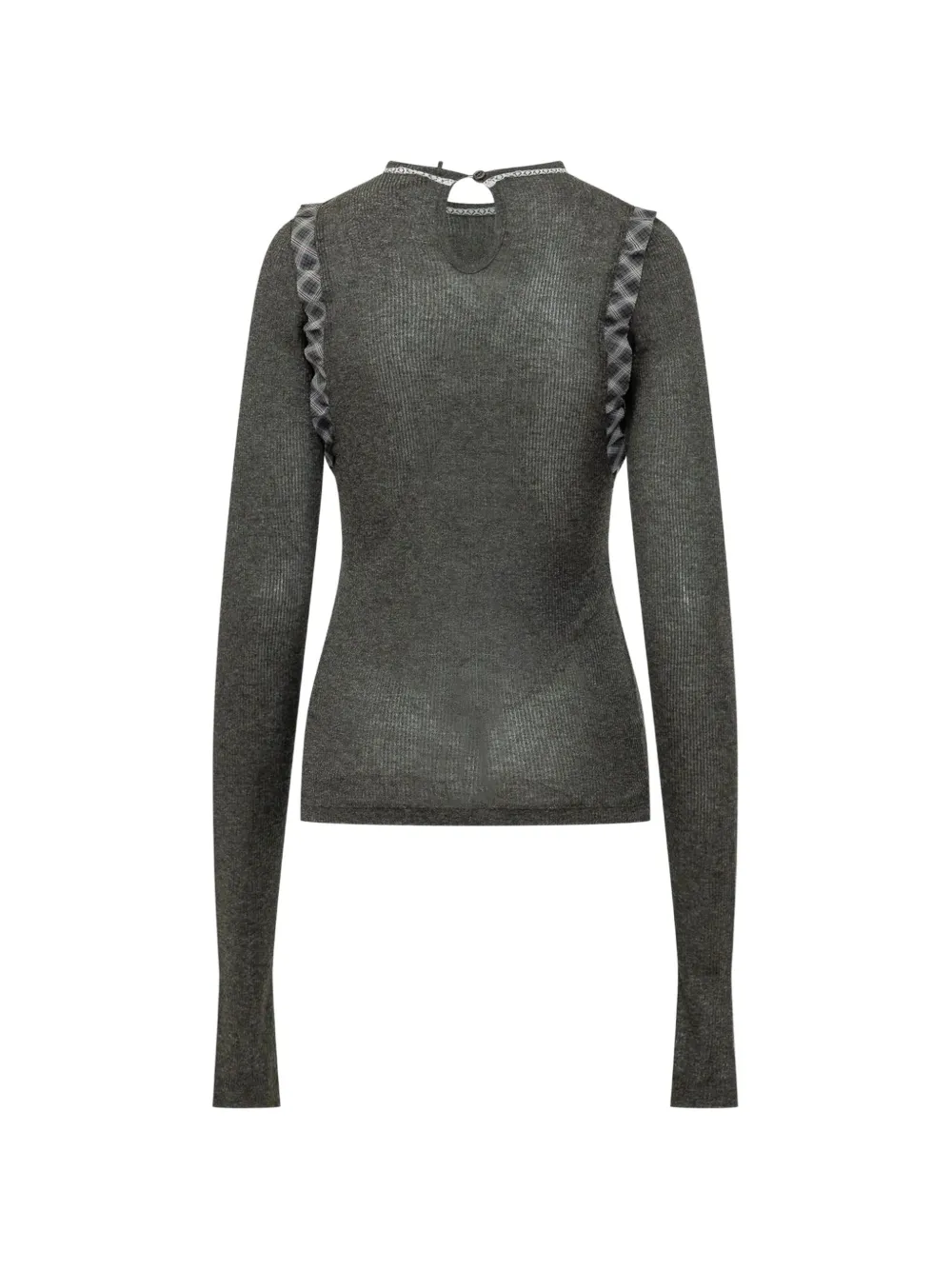 MSGM ruffled long-sleeve knitted T-shirt Grijs