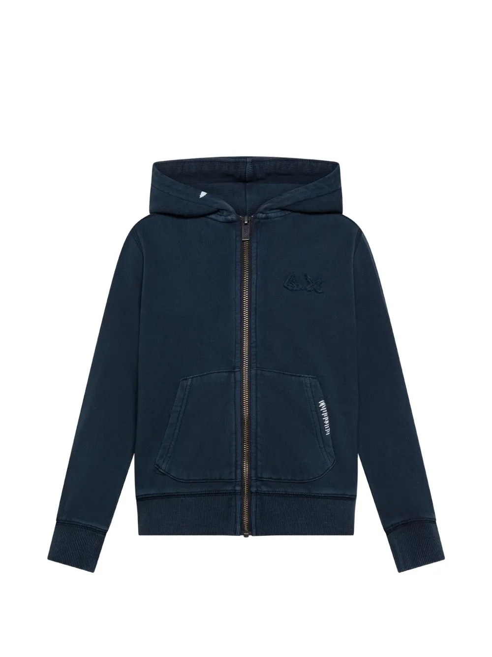 SUN68 KIDS logo-embroidered zip-up hoodie Blauw