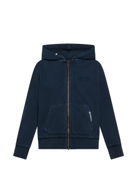 SUN68 KIDS logo-embroidered zip-up hoodie
