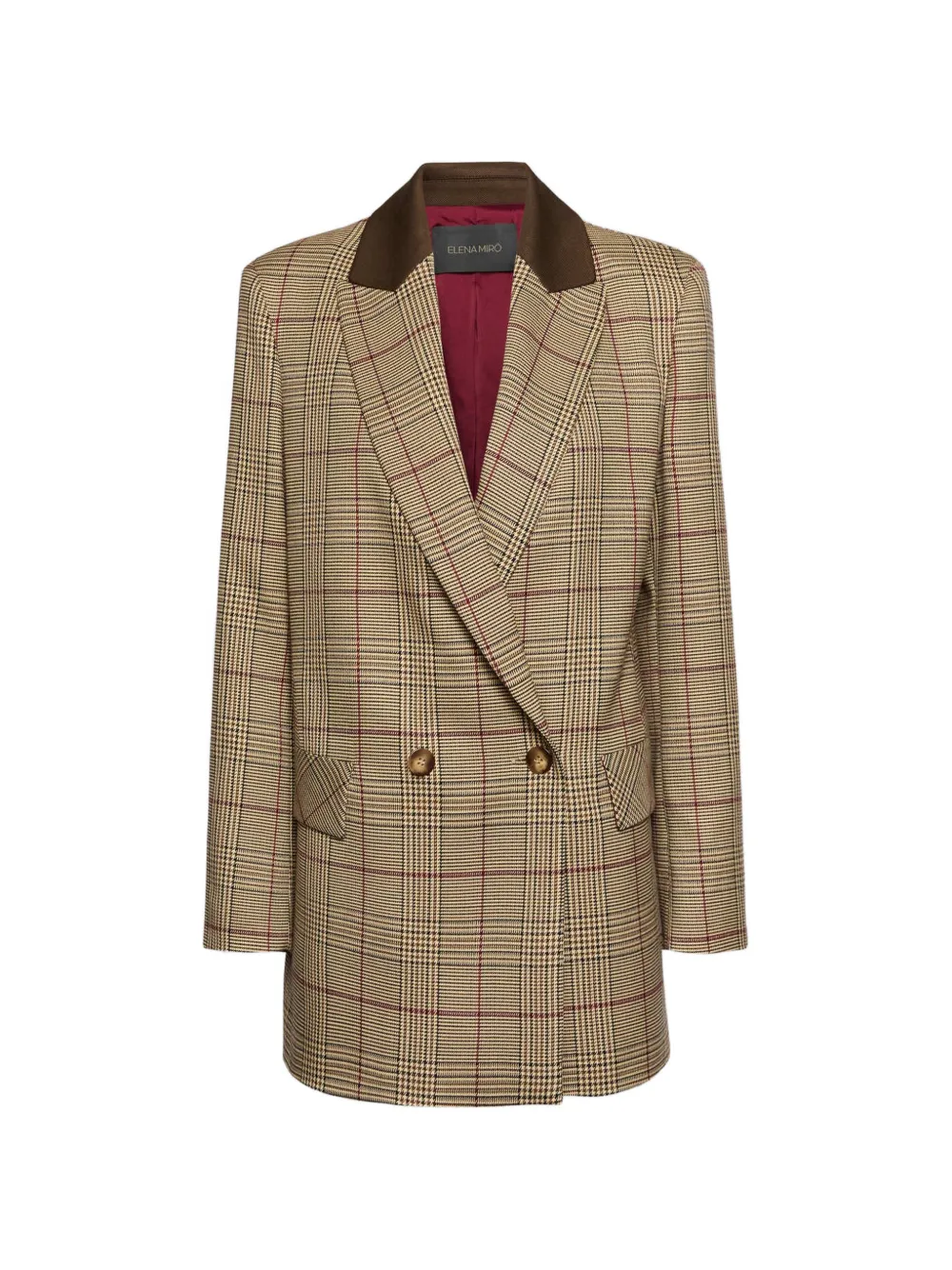 ELENA MIRÒ prince of wales-check double-breasted blazer - Tons neutres ELENA MIRÒ prince of wales-check double-breasted blazer - Tons neutres