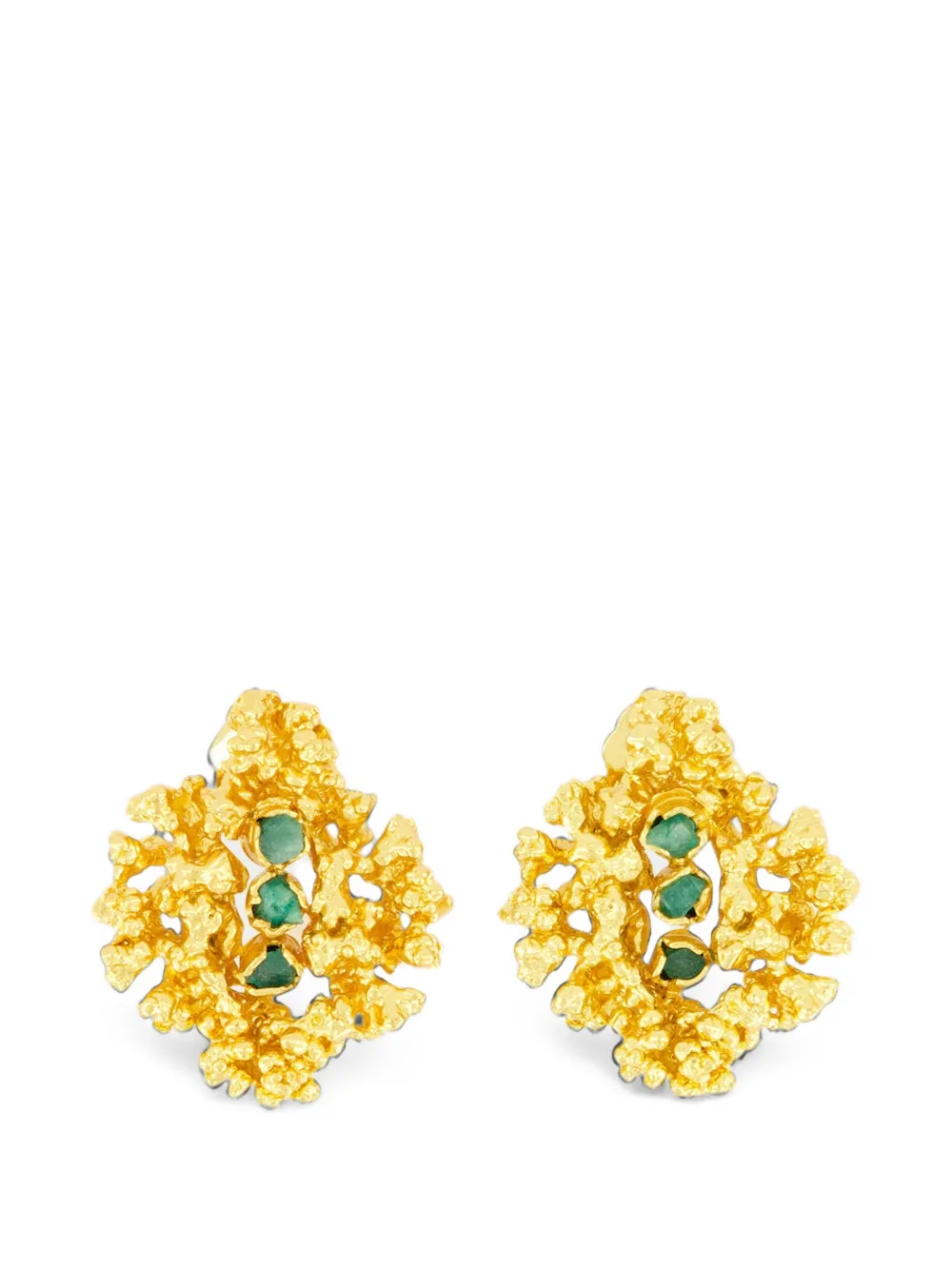 FENOMENA Halo 3 emerald earrings - Gold