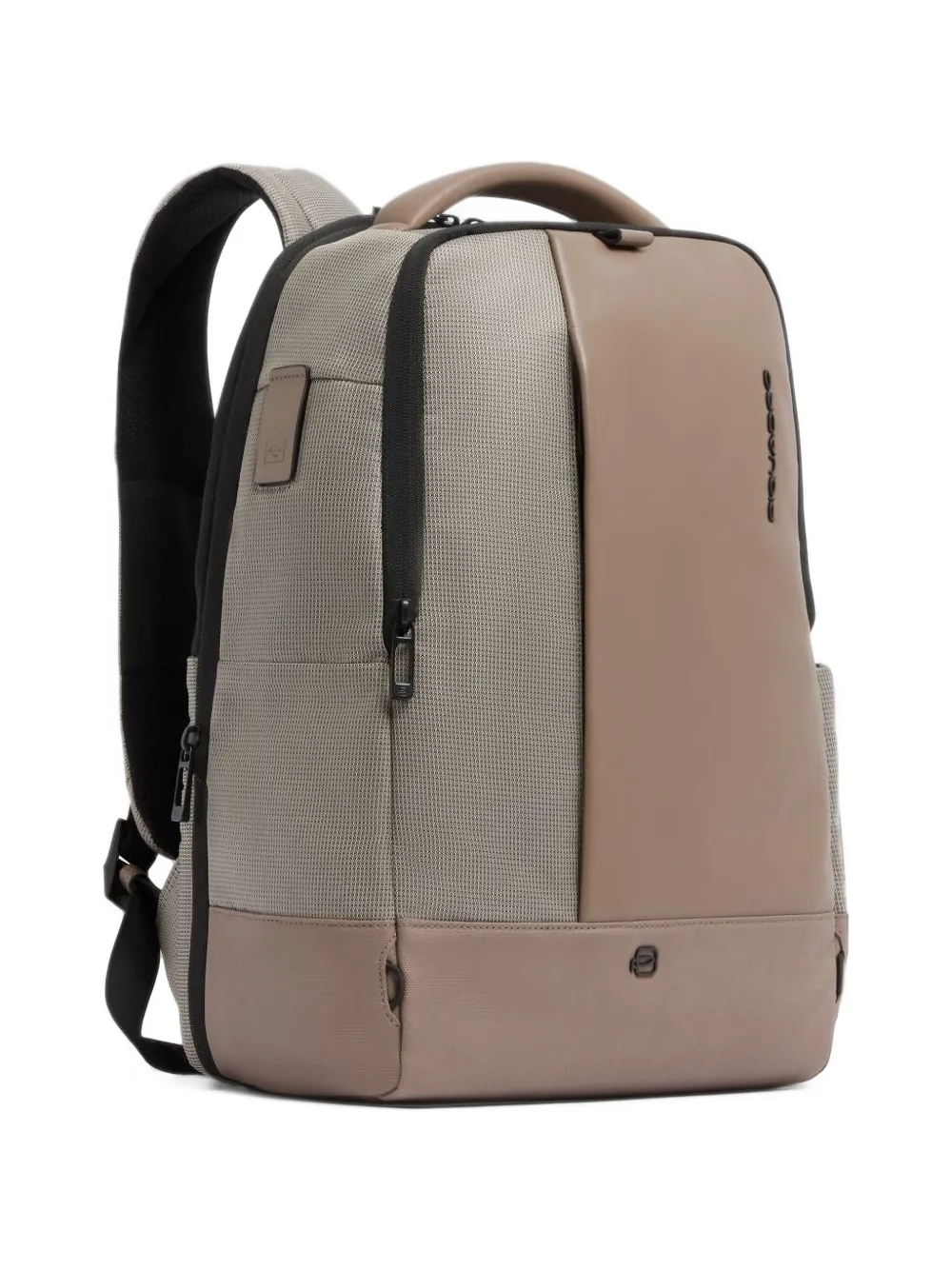 PIQUADRO Sling logo-plaque panelled backpack Beige