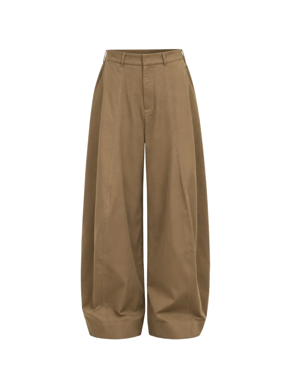 Eleh Plooibroek met wijde pijpen Beige