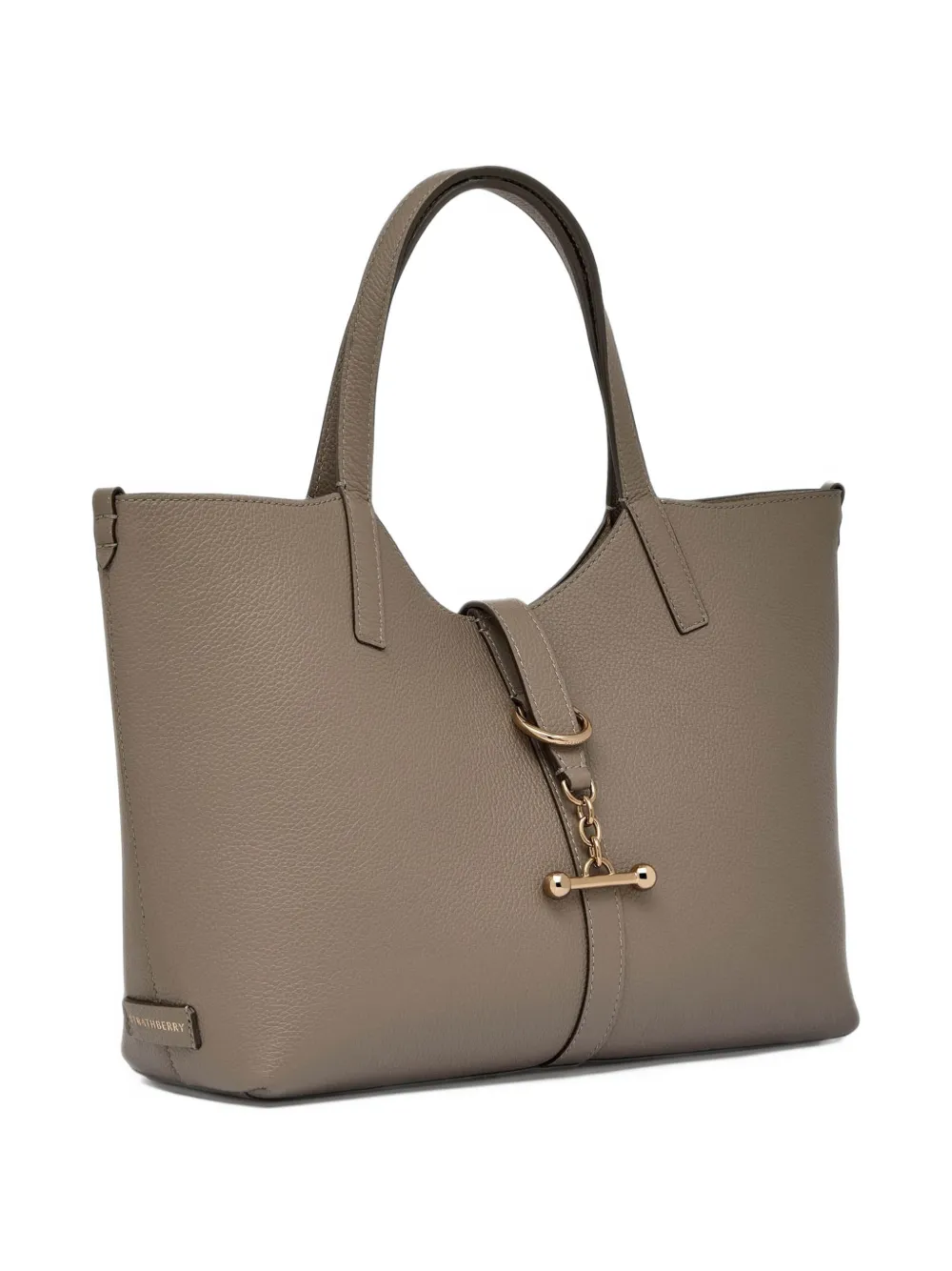 Strathberry Midi Kite leren shopper met staafdetail Grijs