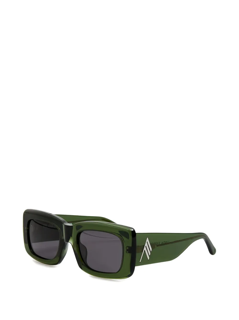 The Attico logo-plaque rectangle-frame sunglasses Groen
