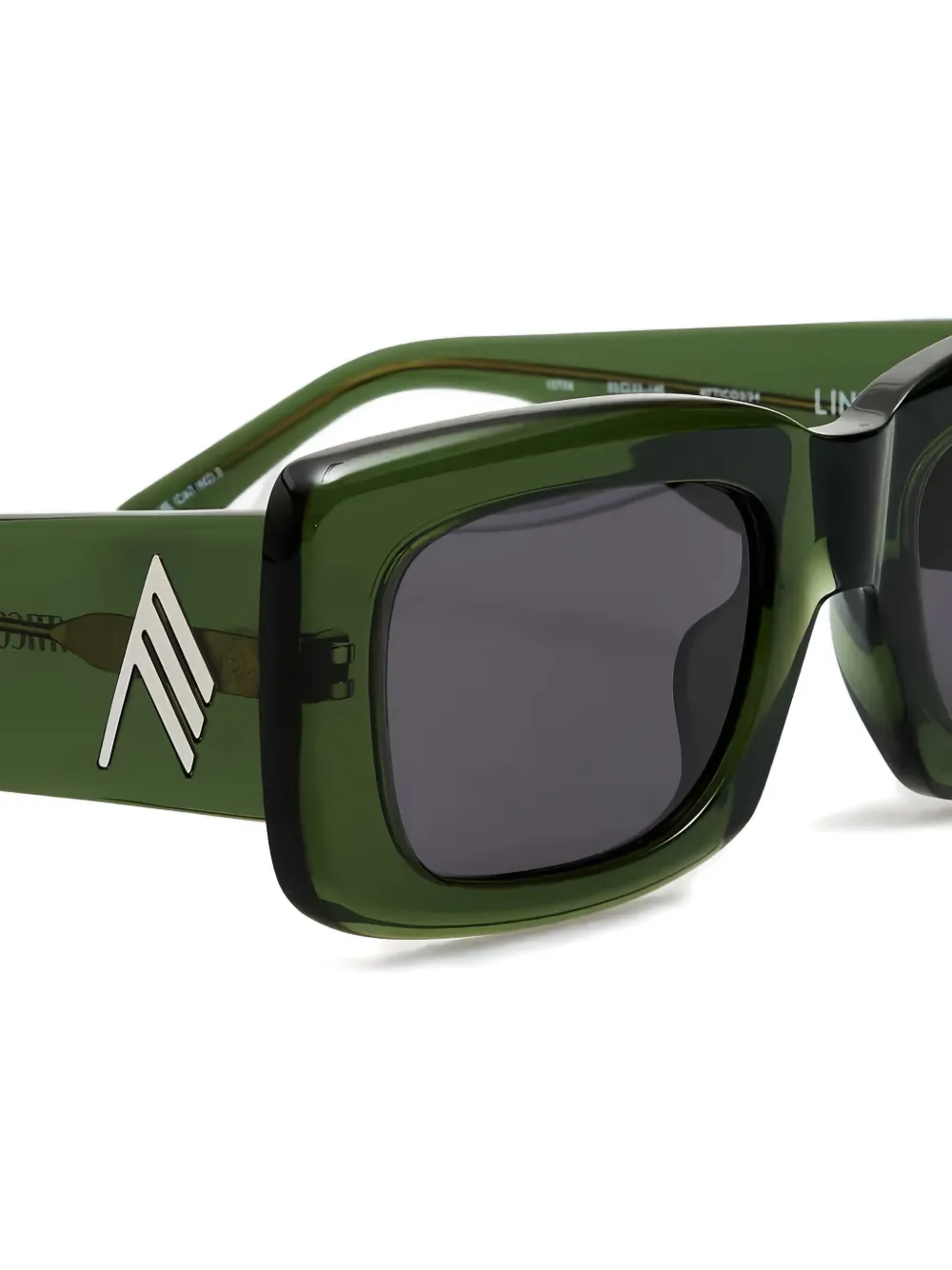 The Attico logo-plaque rectangle-frame sunglasses Groen