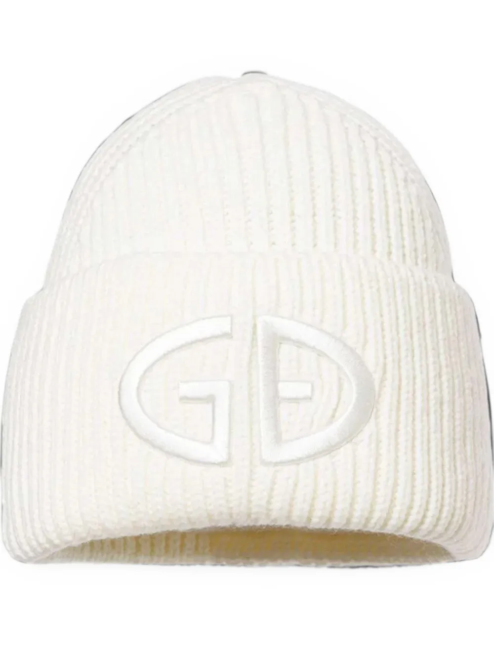 Goldbergh Valerie logo-embroidered ribbed-knit beanie hat Wit