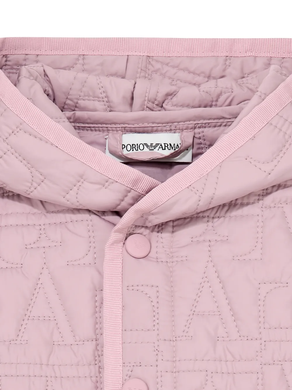 Emporio Armani Kids logo-quilted hooded jacket Roze