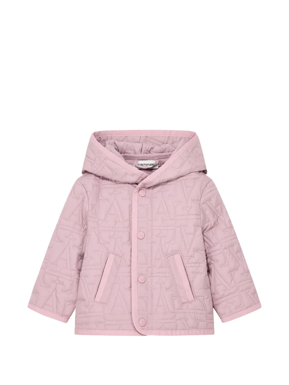 Emporio Ar i Kids logo-quilted hooded jacket Roze