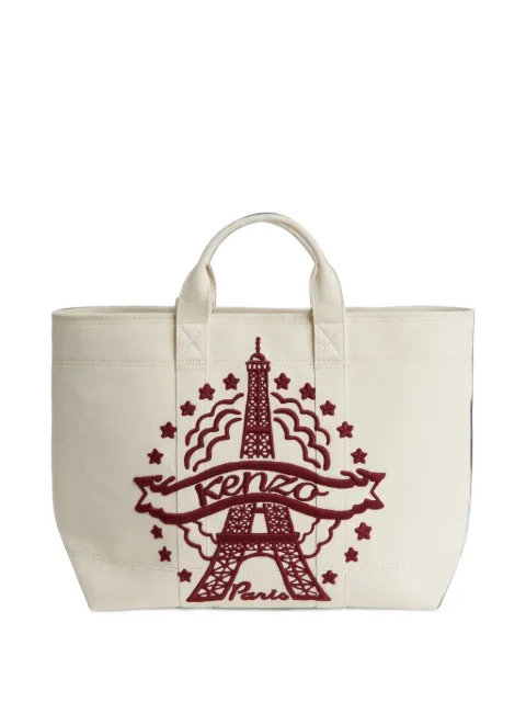 Kenzo large Eiffel Tower logo-embroidered canvas tote bag
