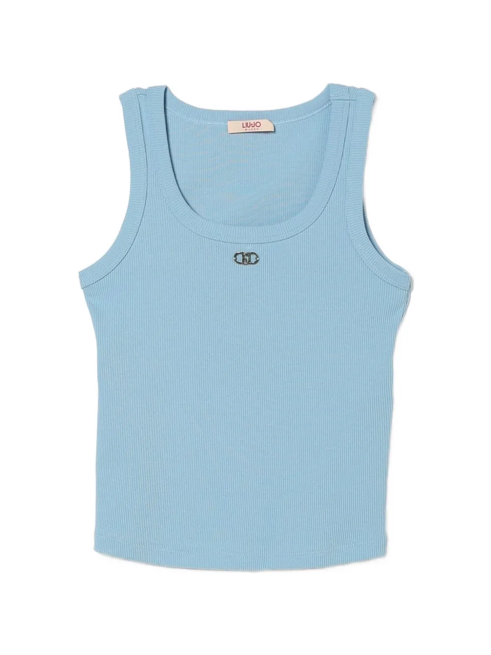 Liu Jo Kids ribbed-knit logo-detail tank top Blauw
