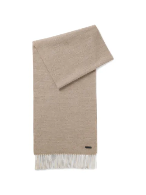 BOSS double-faced scarf in wool with logo label