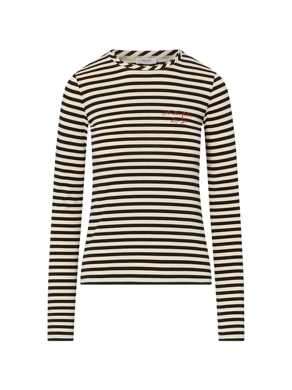 LIU JO Gestreept T-shirt met borduurwerk Beige
