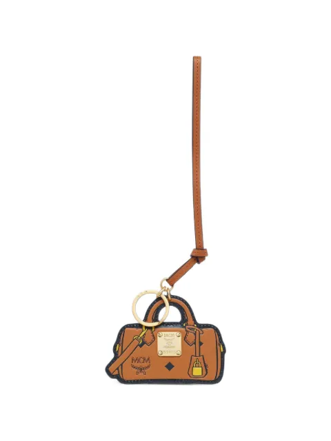 MCM Ella Boston logo-print leather keyring