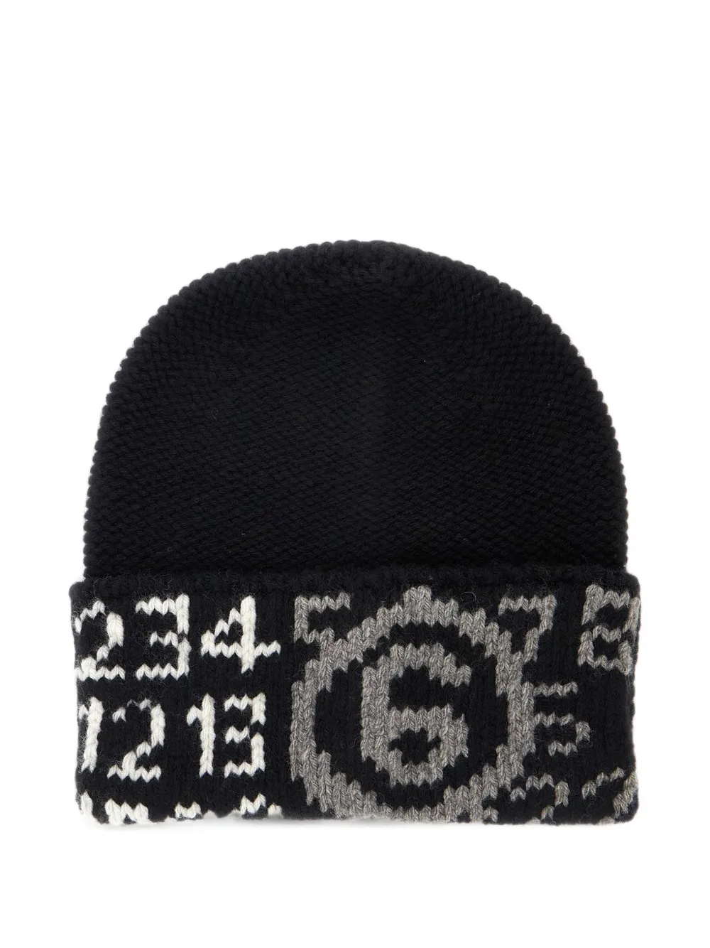 MM6 Maison Margiela Kids logo-intarsia beanie hat - Nero
