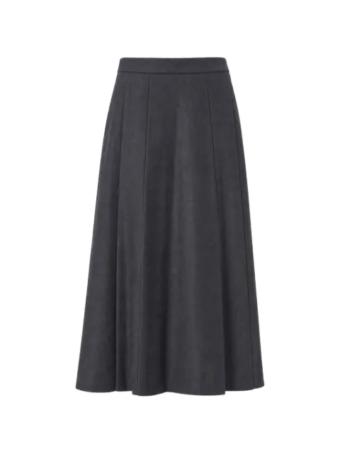 slowear pleated wool midi A-line skirt
