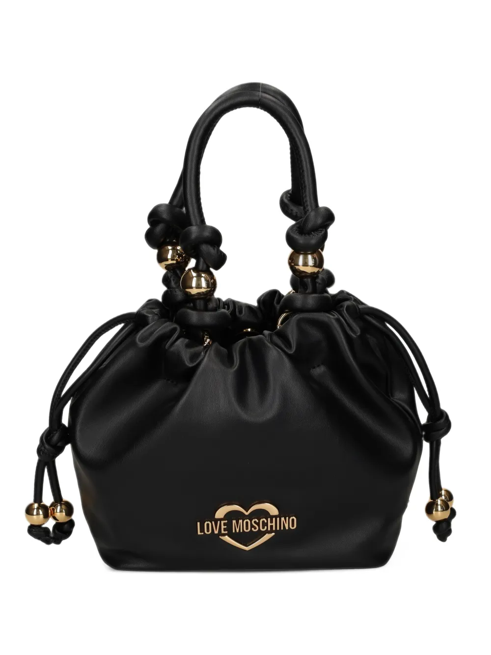 Love Moschino logo-plaque knotted bucket bag - Nero