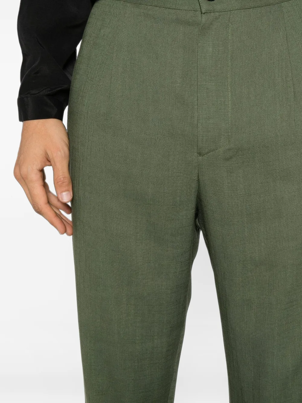 Tessitura Broek van linnenblend met toelopende pijpen Groen
