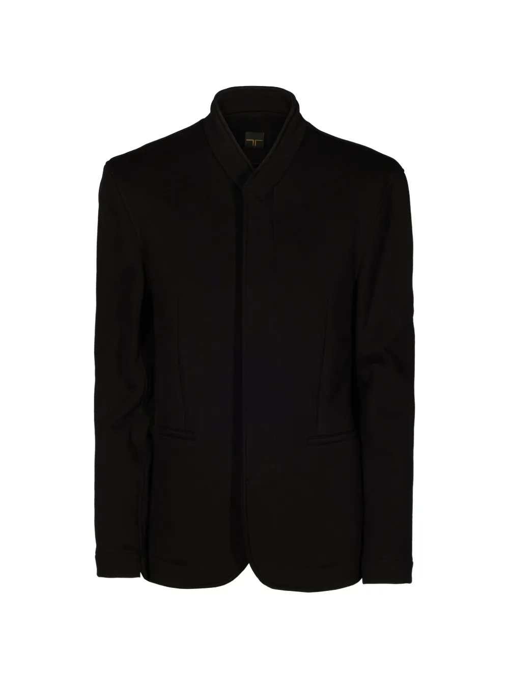 Tessitura mandarin-collar hidden-button blazer