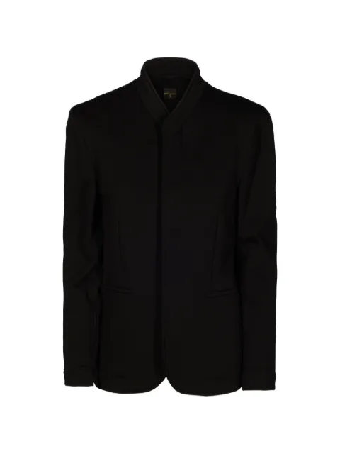 Tessitura mandarin-collar hidden-button blazer