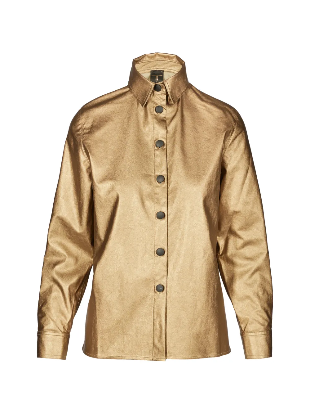 Tessitura Metallic-effect Button-up Shirt In Gold