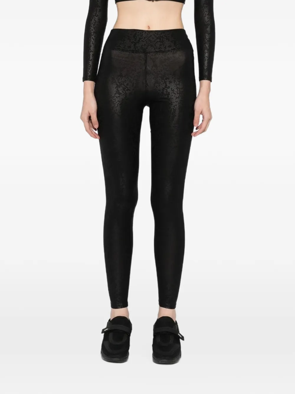 Tessitura Snakeskin-effect Performance Leggings In Black