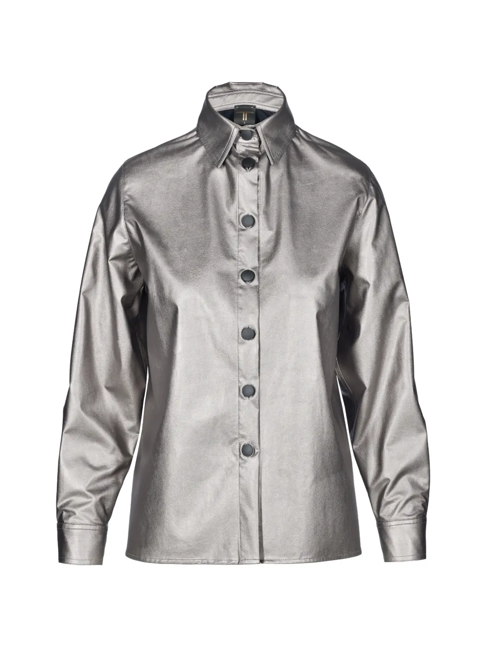 Tessitura Metallic-effect Button-up Shirt In Gray