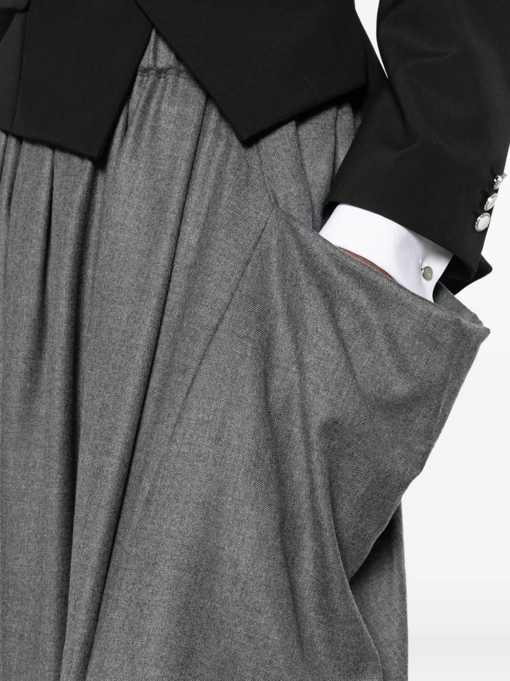 Comme Des Garçons pleated draped midi skirt Grijs