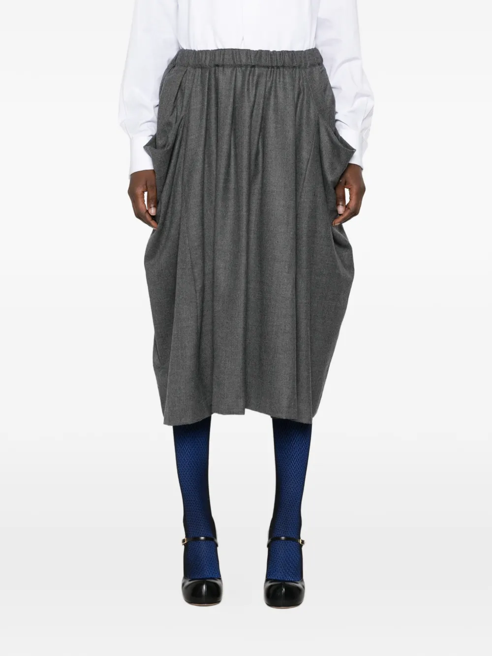 Comme Des Garçons pleated draped midi skirt Grijs