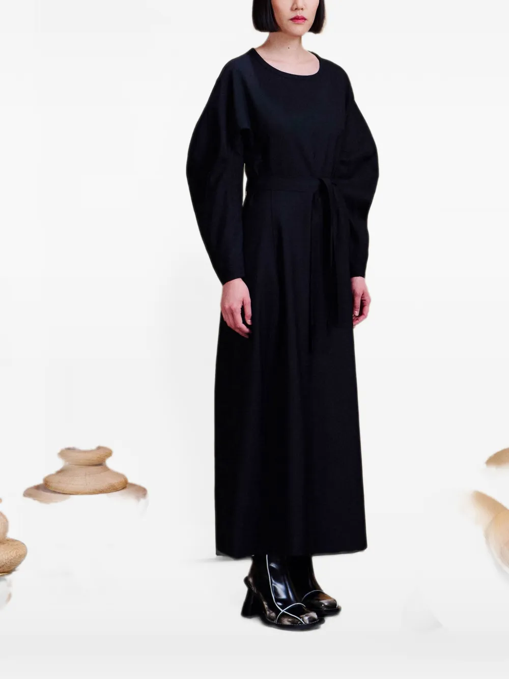 Henrik Vibskov Crackle maxi-jurk met sculpturale mouwen Zwart