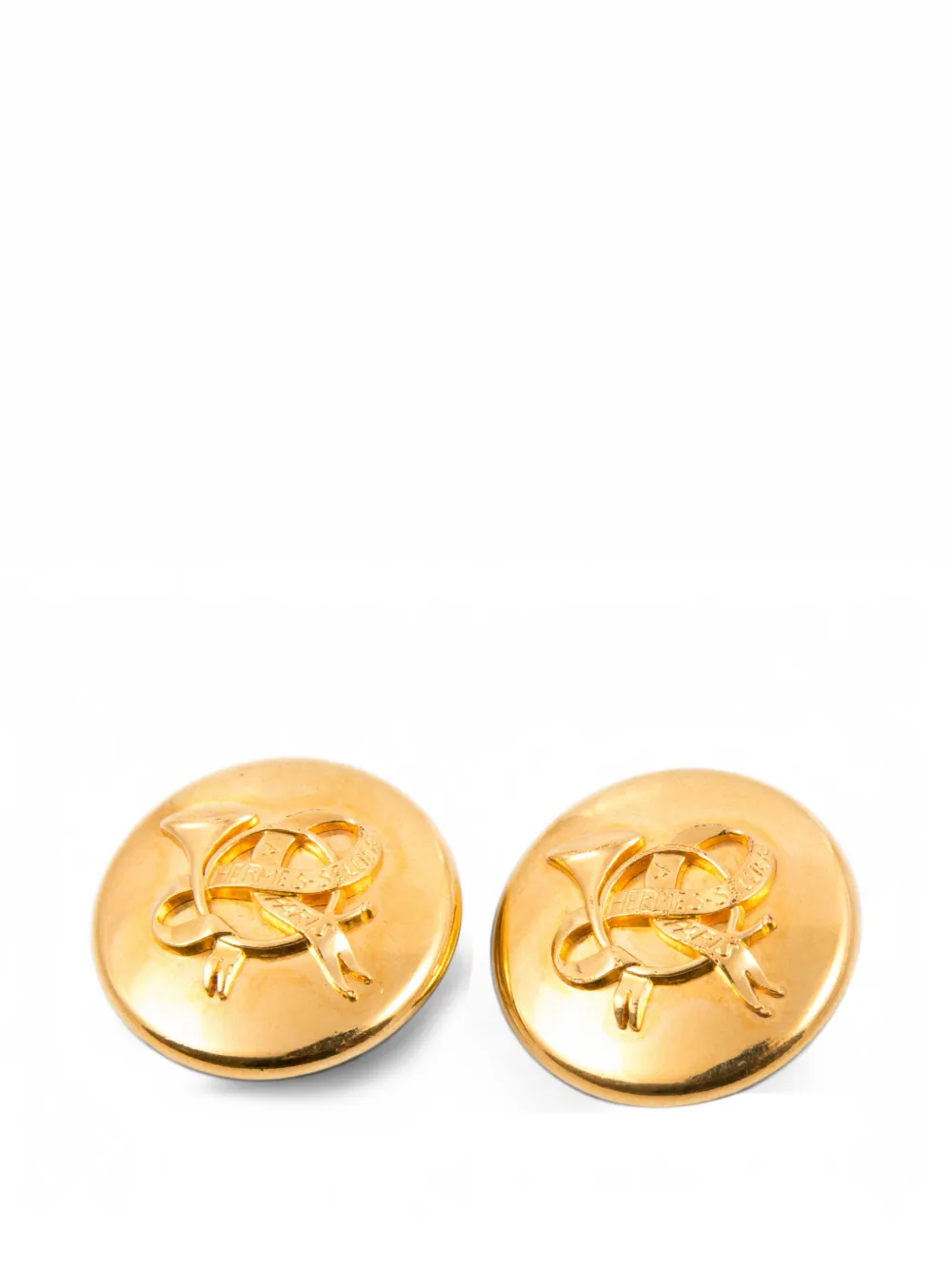 Hermès Pre-Owned 1990s Horn Sellier clip-on earrings - Gold