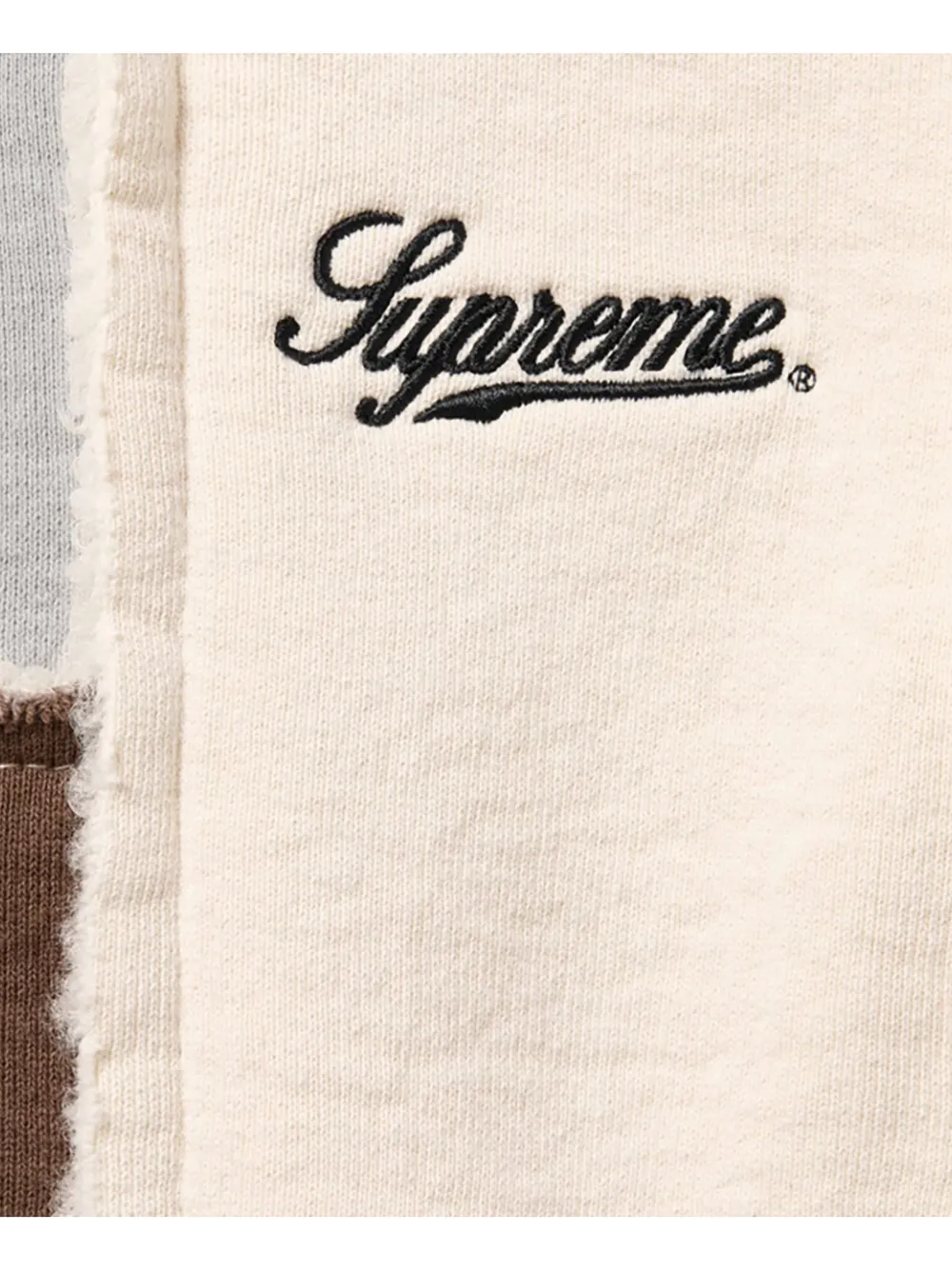 Supreme patchwork faux-shearling zip-up hoodie Beige