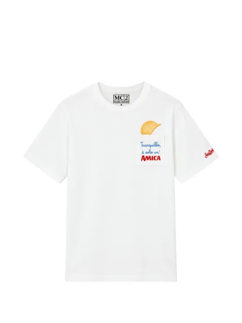 MC2 Saint Barth Connor T-shirt in white with Amica Chips patch pocket