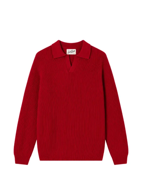 MC2 Saint Barth red Downing wool ribbed knit polo