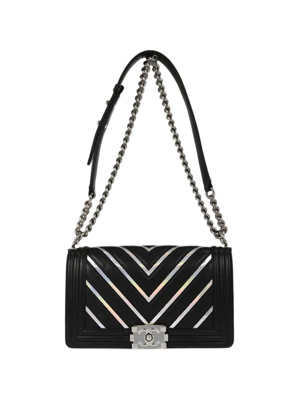 CHANEL Pre-Owned 2017-2018 medium Boy Chanel chevron shoulder bag - Schwarz
