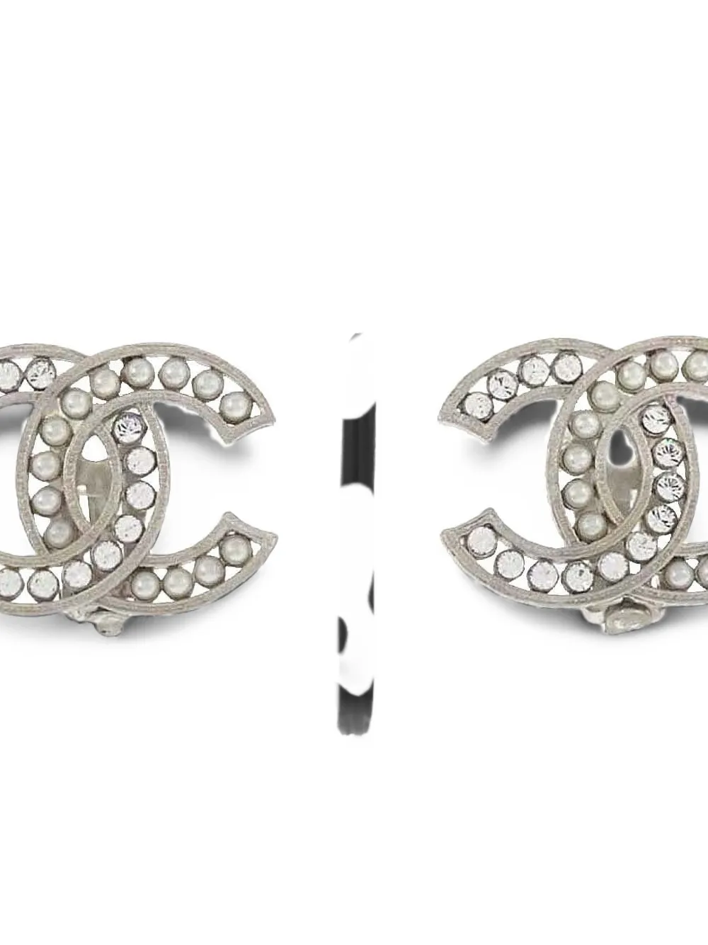 CHANEL Pre-Owned CC rhinestone-embellished earrings - Silver