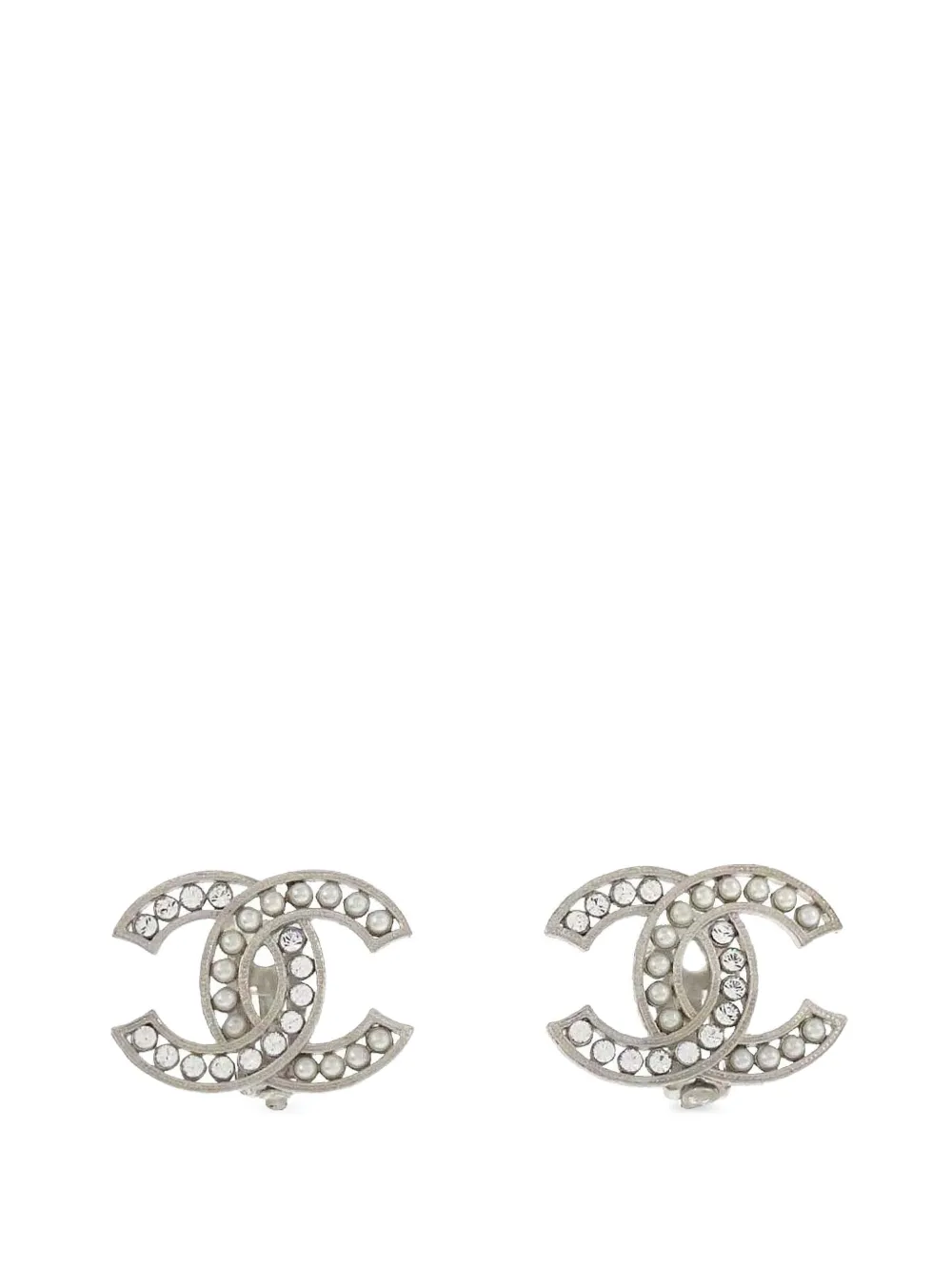 CHANEL Pre-Owned CC rhinestone-embellished earrings in Silver