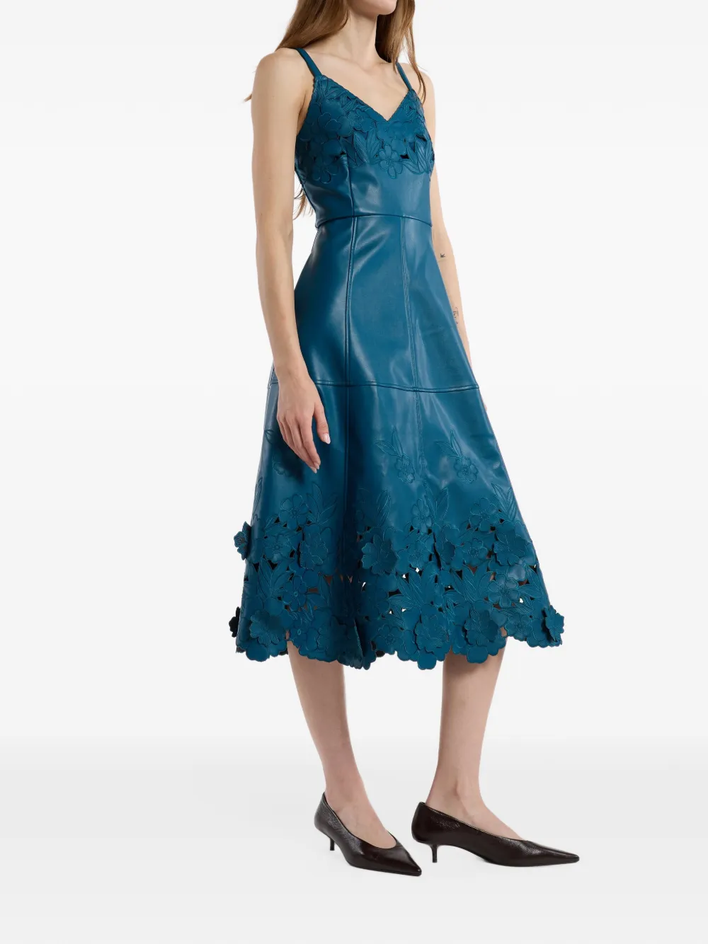 Christy Lynn Tahlia midi-jurk met lasergesneden details Blauw