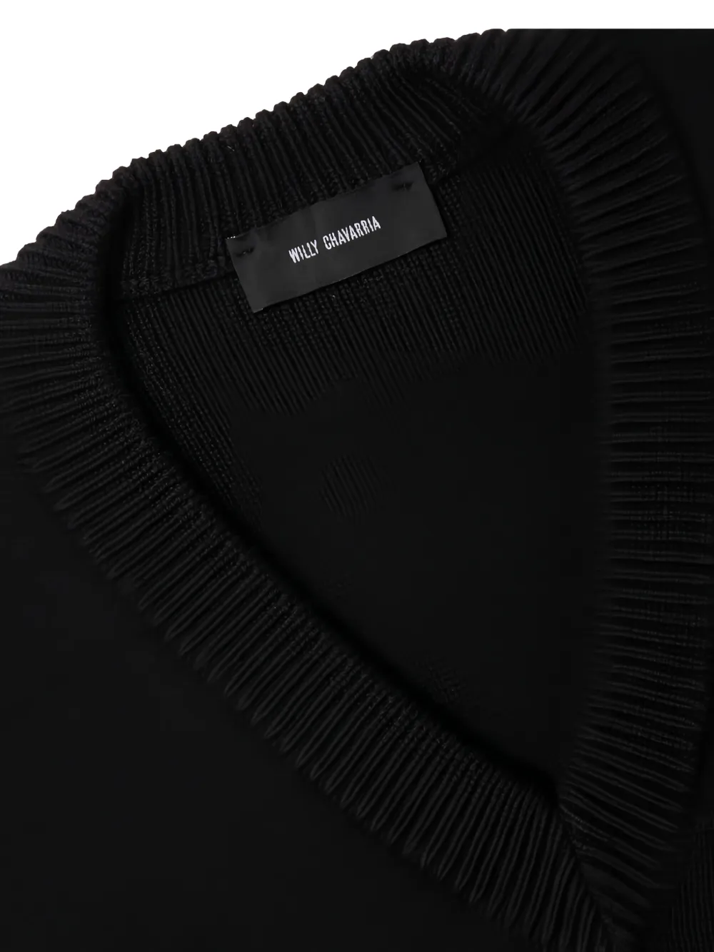 Willy Chavarria logo-embroidered V-neck sweater Zwart