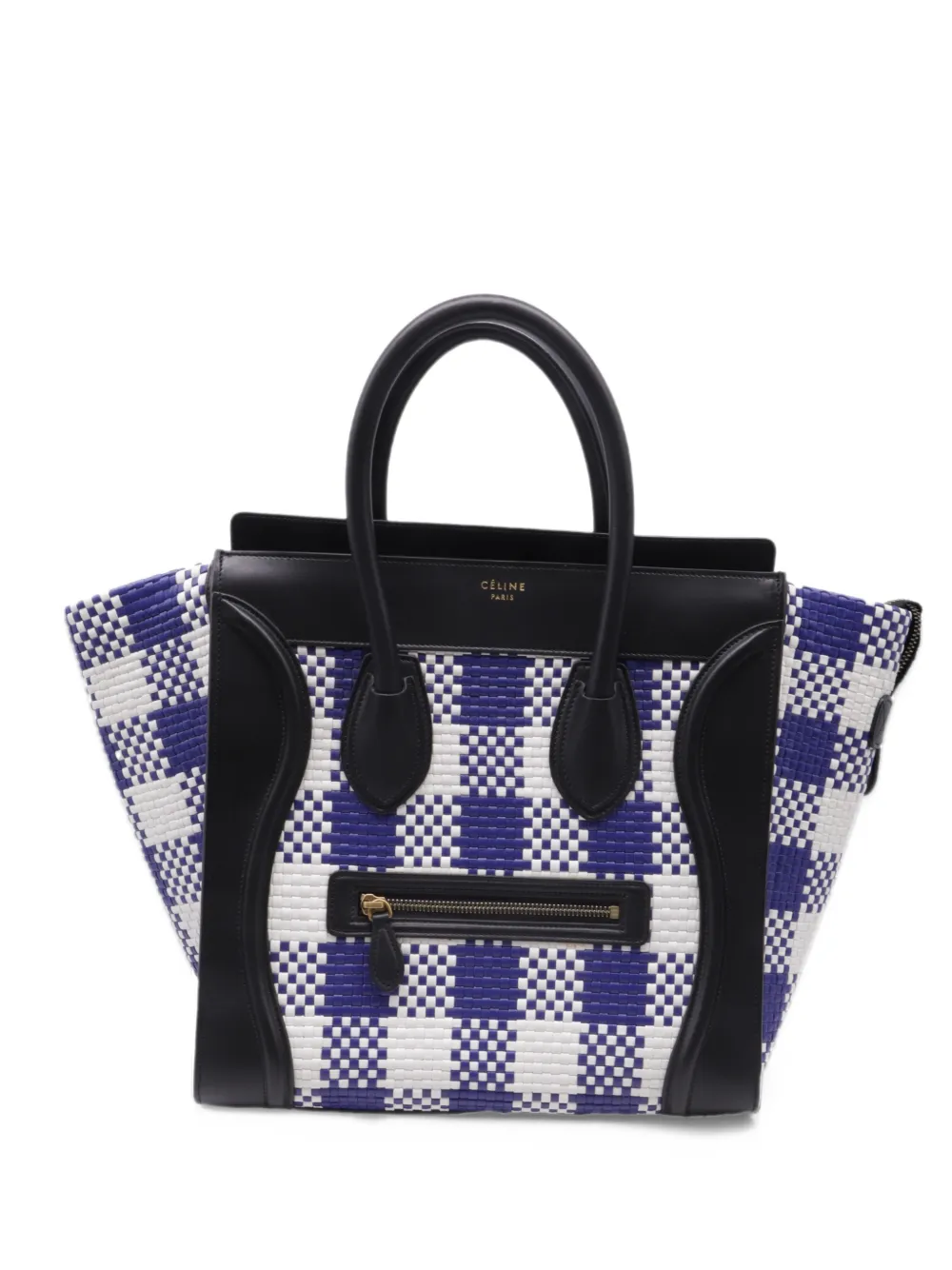 Celine Pre-Owned Mini Luggage plaid tote bag - Blu