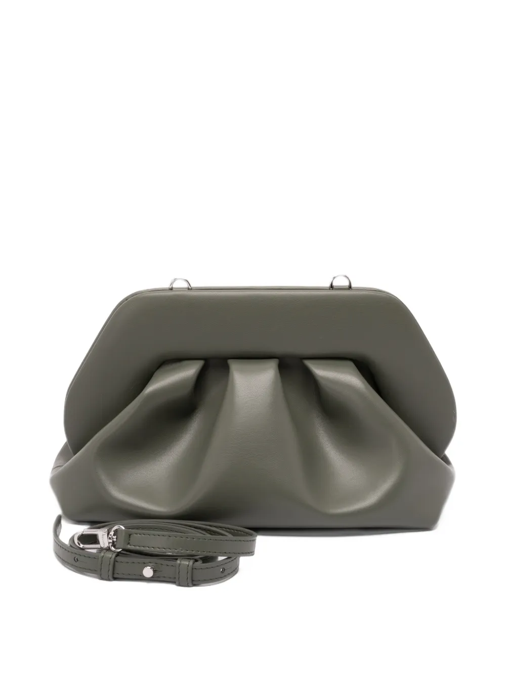 Themoirè small Bios ruched clutch bag Groen
